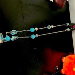 Baby blue necklace with earrings